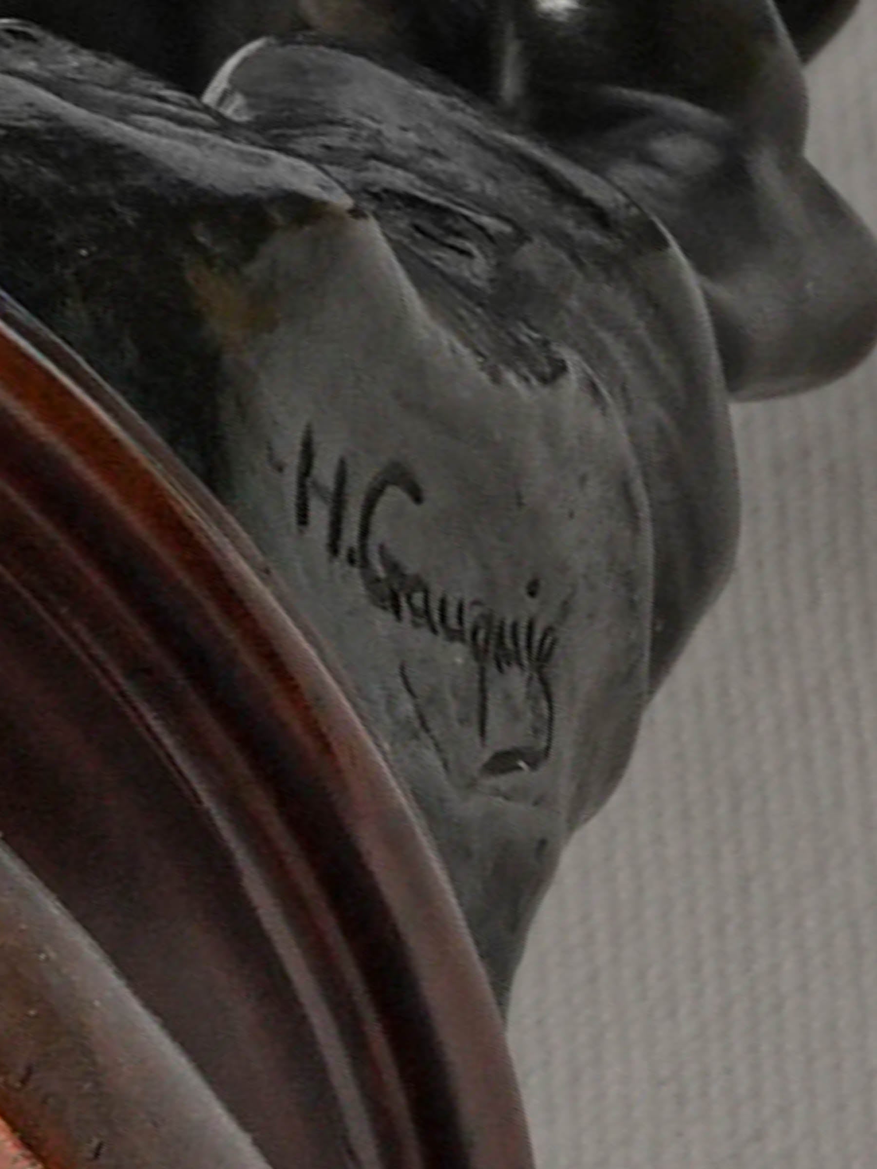 Black-Patinated Bronze Allegorical Figure Nil Virtuti Invium by Henri Gauquié dated 1929 - 15¼"