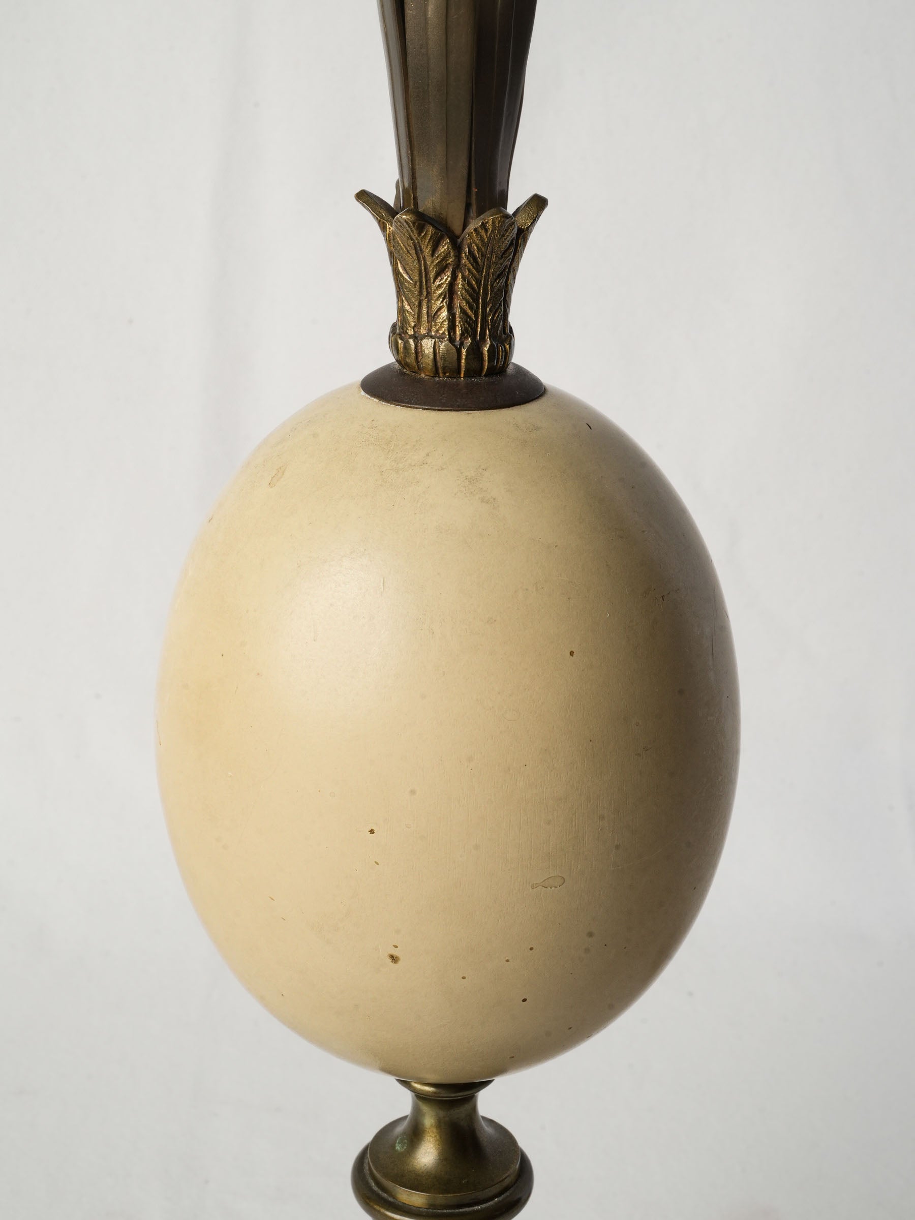 French Gilt-Bronze Palm Tree Table Lamp w/ Central Egg Form, Att. to Maison Charles c. 1960s - 23¾"