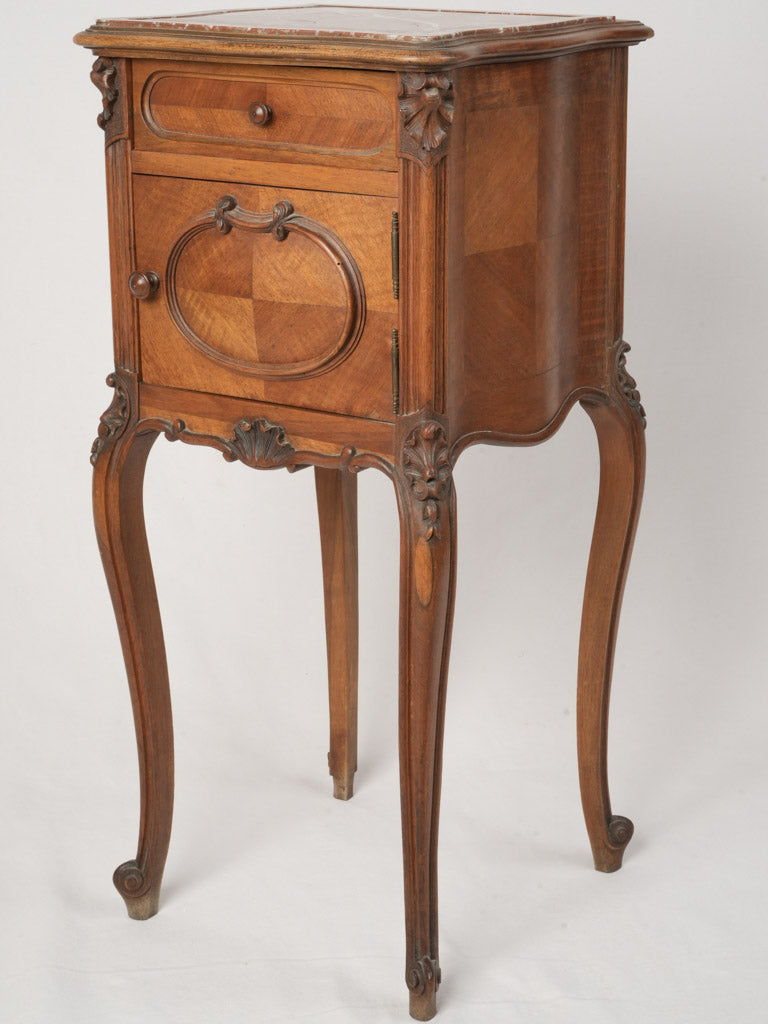 Antique, Detailed Walnut French Nightstand