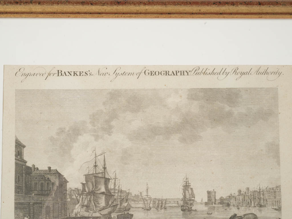 Detailed classic French harbor engraving