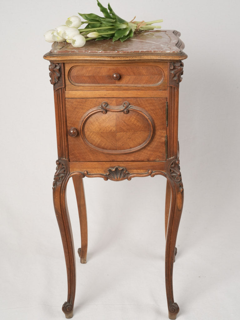 Refined, Classic Marble-Top French Bedside Table