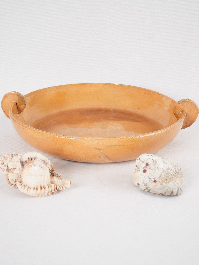 Art Deco fruit bowl w/ ocher glaze 15"