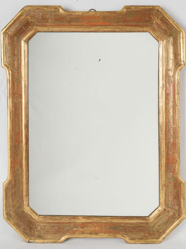 Late 19th-century gilded Italian mirror w/ chamfered corners 26¾" x 20¾"