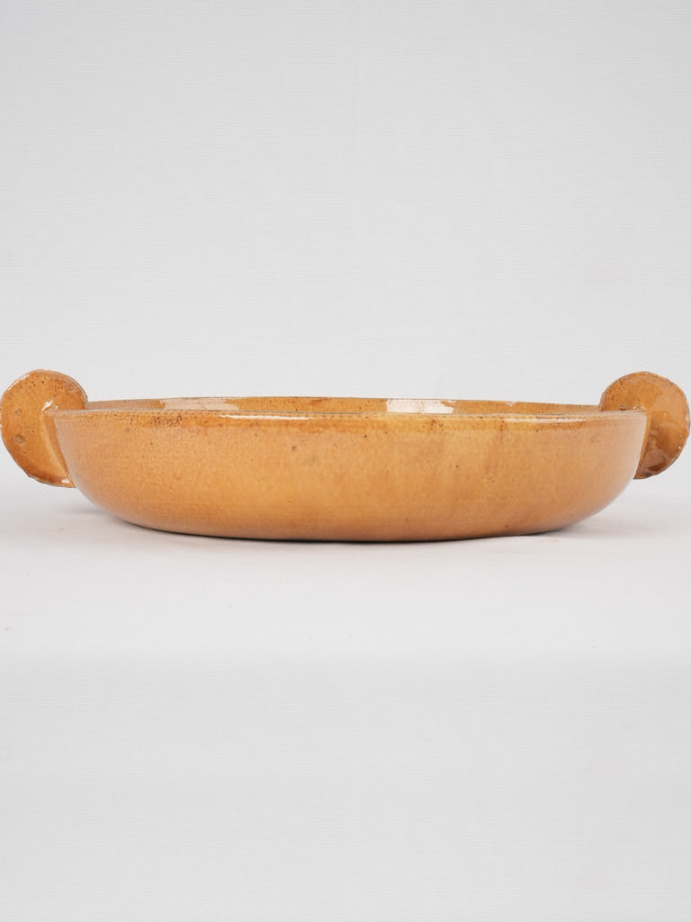 Art Deco fruit bowl w/ ocher glaze 15"