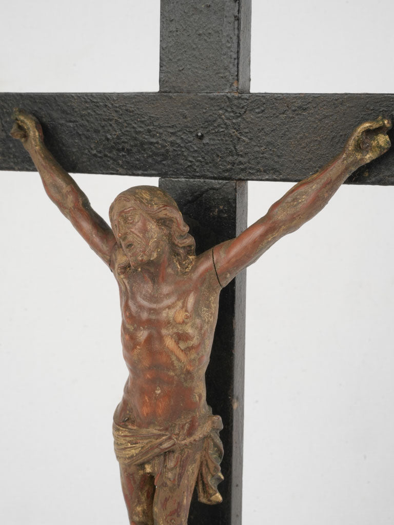 Antique handcrafted wooden crucifix