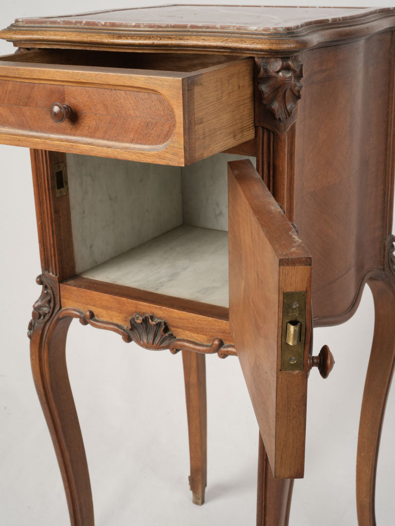 Traditional, Carved French Walnut Nightstand