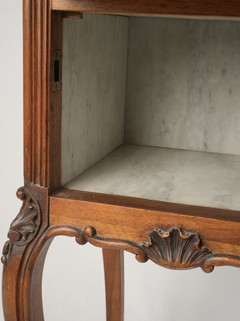 Charming, Aged Marble-Top French Bedside Table