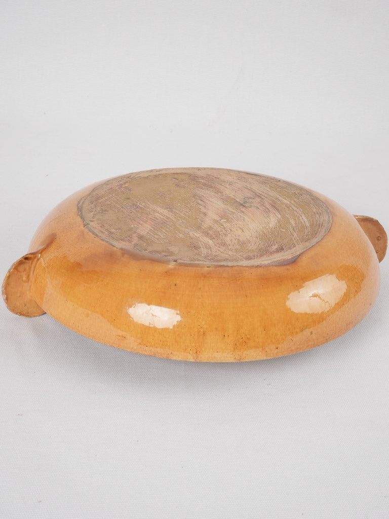 Art Deco fruit bowl w/ ocher glaze 15"