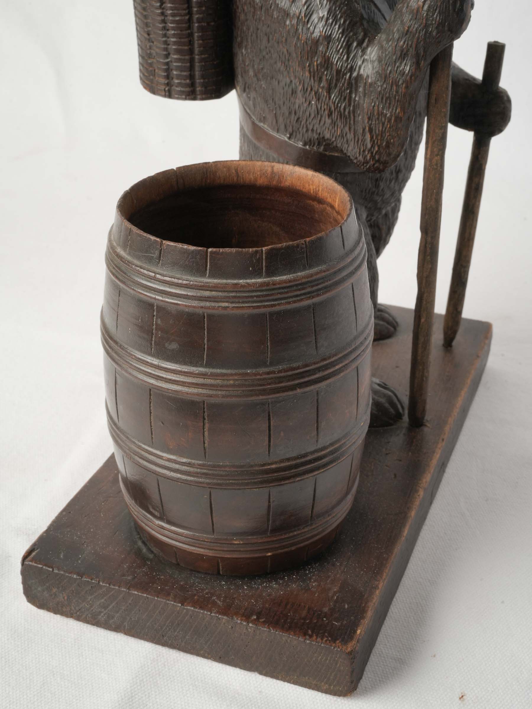 Whimsical Black Forest Hand-Carved Bear Bottle Holder, c. 1900 - 14½"x 11½"