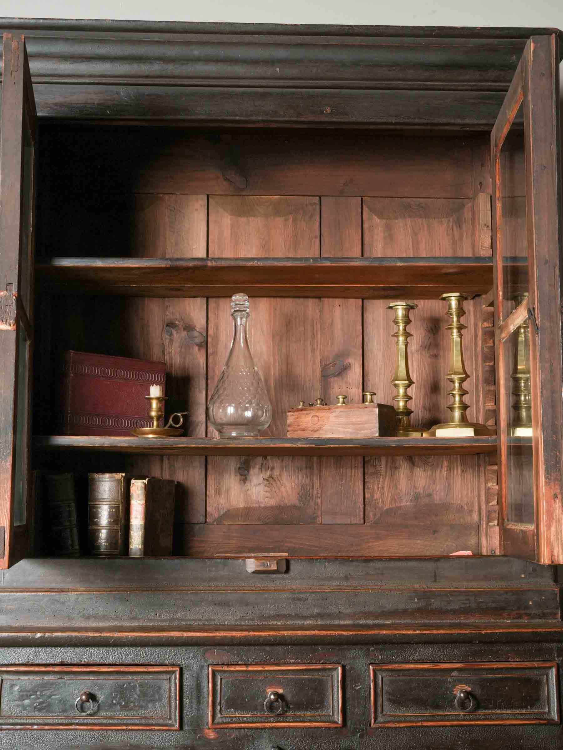 Authentic aged black painted cupboard