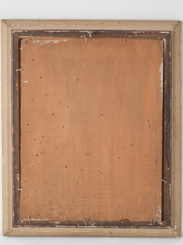 Antique French portrait of kittens watching a bird 18½" x 15¾"