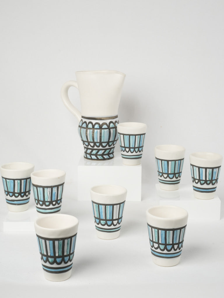 Vintage terracotta blue-white pitcher set
