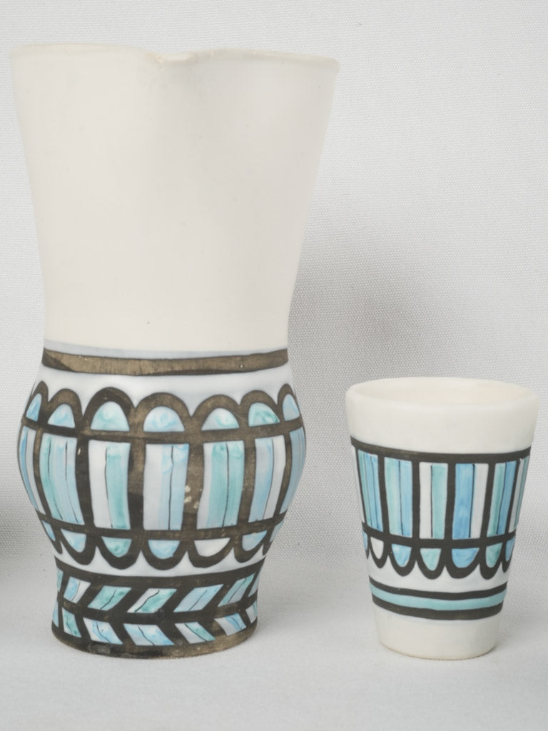 Geometric patterned terracotta pitcher ensemble