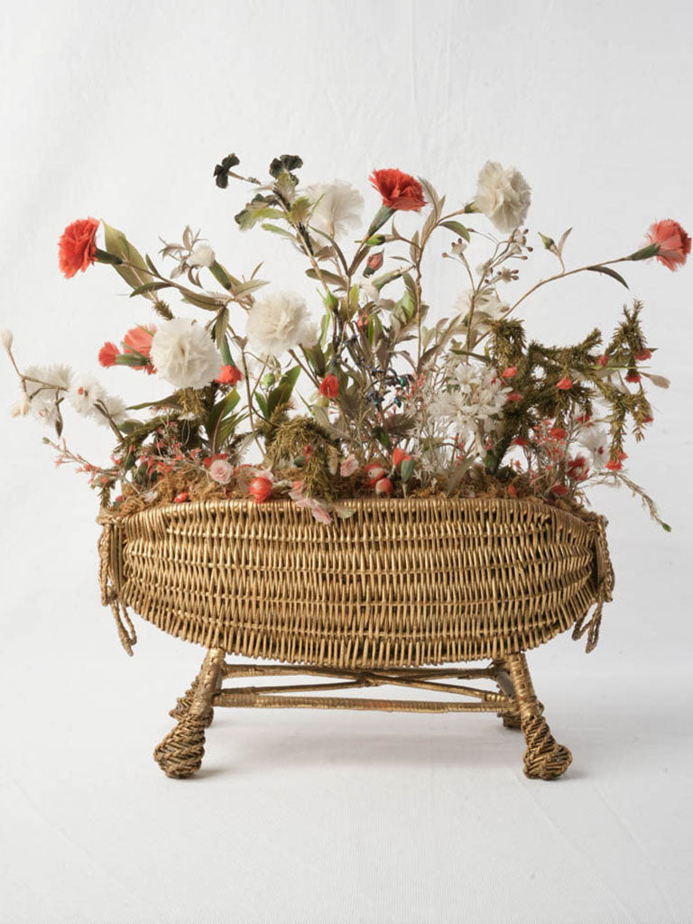 Vintage gilt willow basket