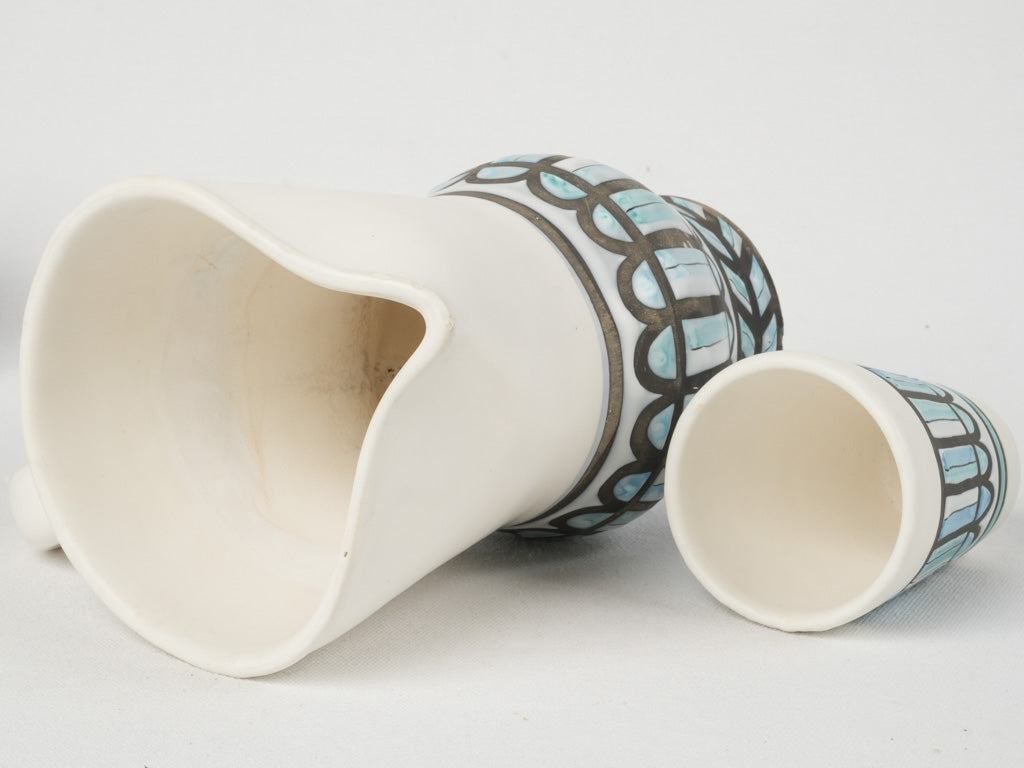 Modernist terracotta blue-white beverage collection