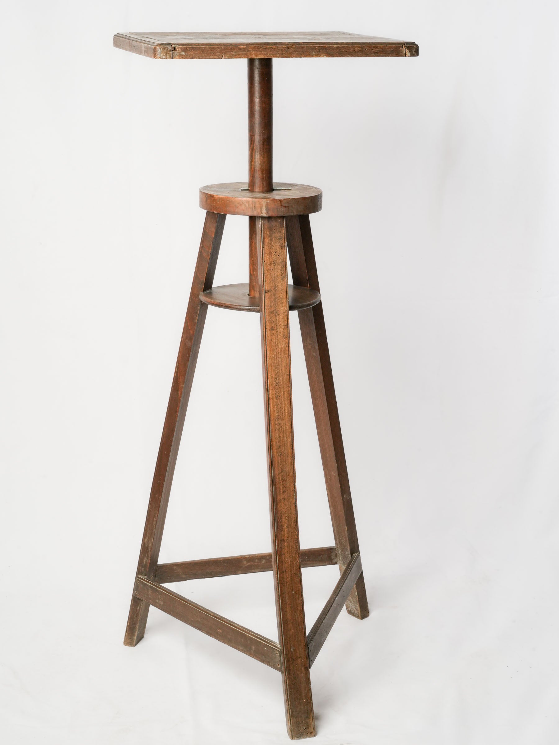 Antique French Adjustable Sculptor's Stand w/ Revolving Top - 48¾"