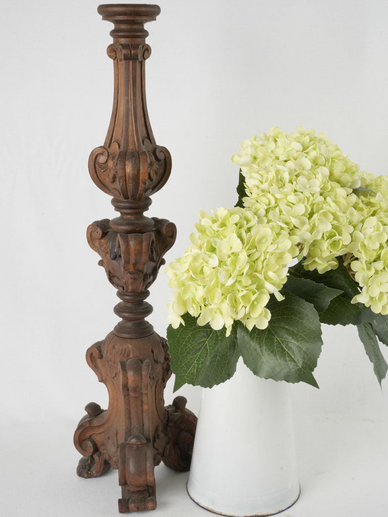 Aged Italian walnut candle holder