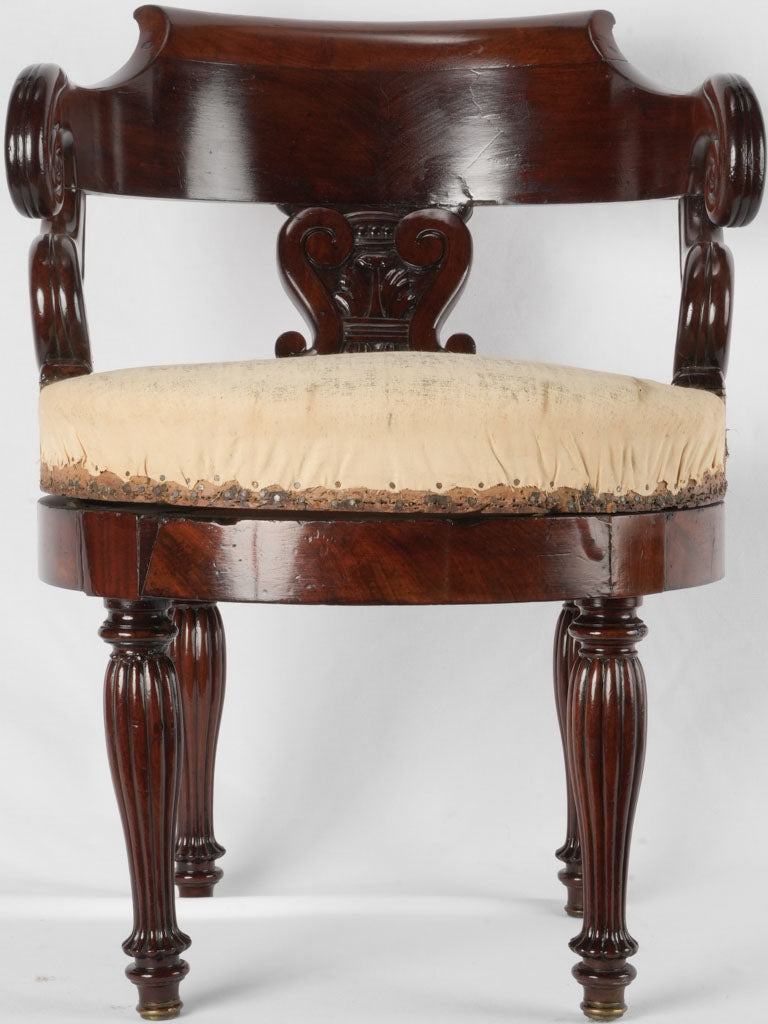 French Restauration period antique desk swivel armchair