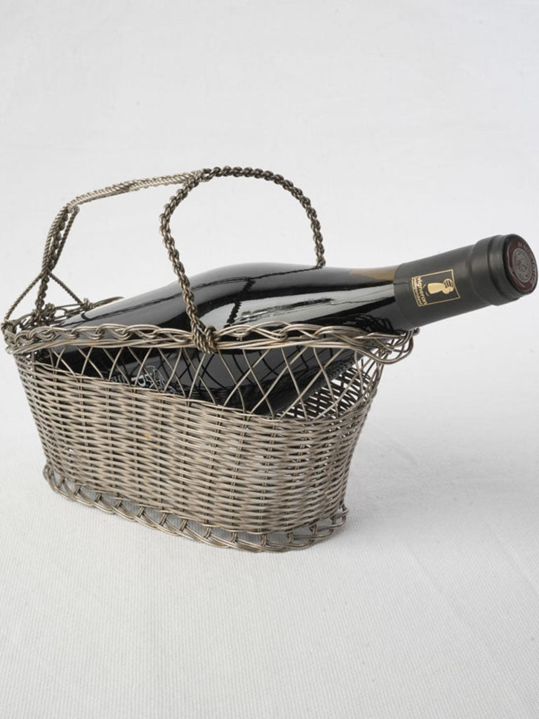 Finely woven silver metal holder