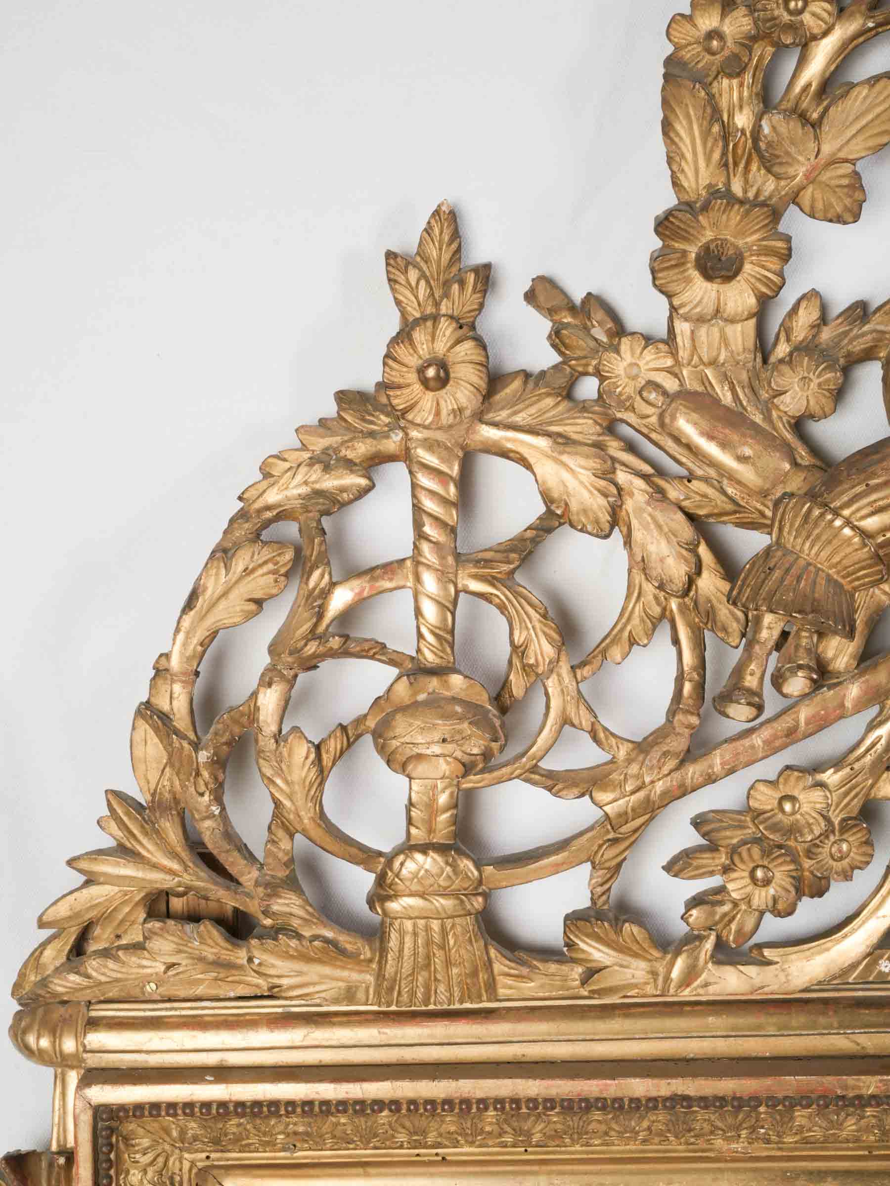 Superb Early 19th-Century French Giltwood Mirror w/ Openwork Crest & Original Mercury Plate - 72" -41¼"