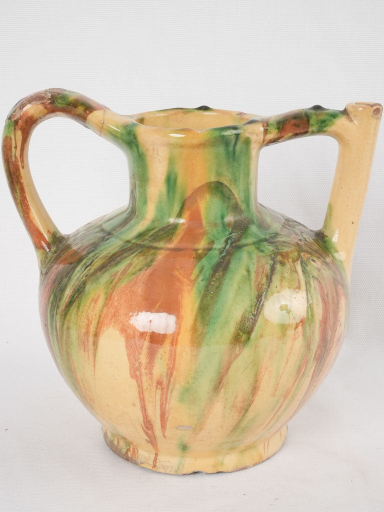 Vintage yellow-brown French ceramic orjol