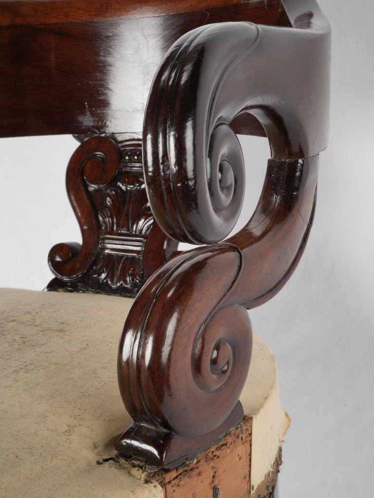 French Restauration period antique desk swivel armchair