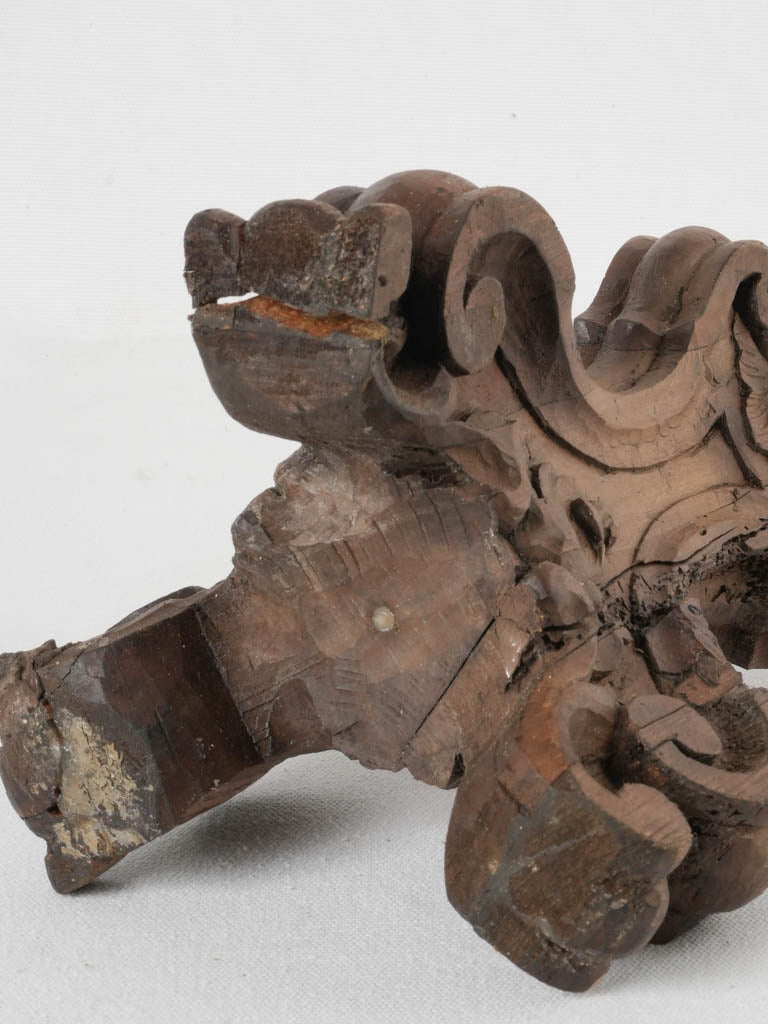 Rustic 19th-century church wooden candlestick