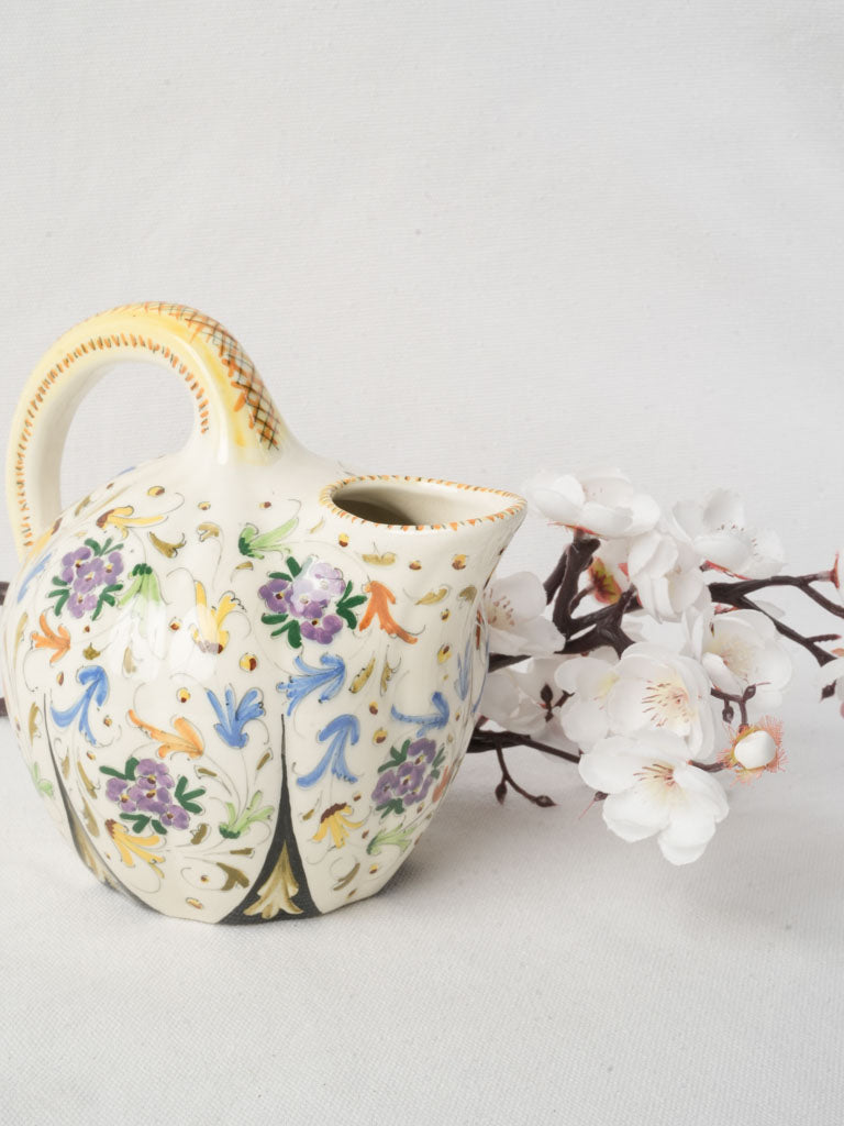Mid-20th Century Italian Hand-Painted Ceramic Pitcher - 7"