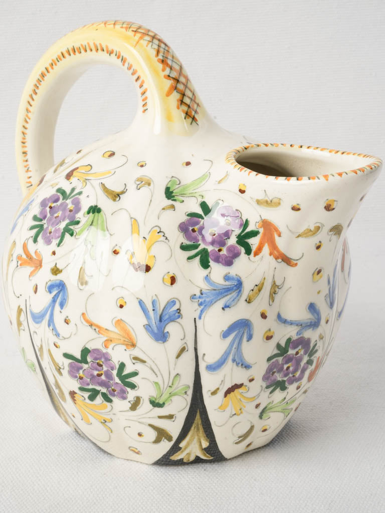 Mid-20th Century Italian Hand-Painted Ceramic Pitcher - 7"