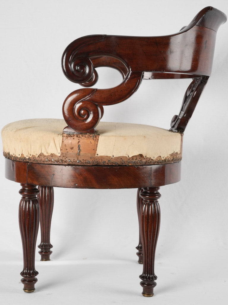 French Restauration period antique desk swivel armchair