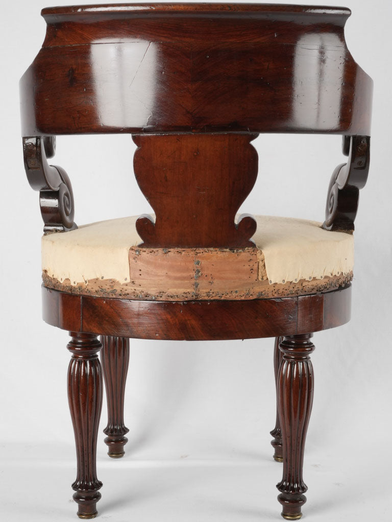 French Restauration period antique desk swivel armchair