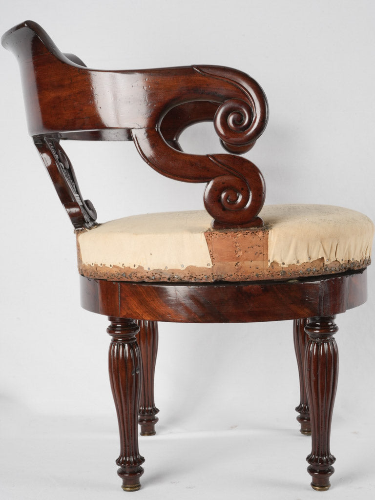 French Restauration period antique desk swivel armchair