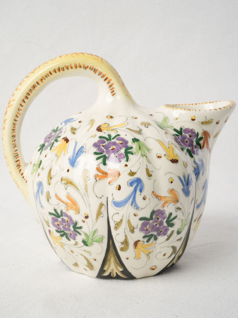 Mid-20th Century Italian Hand-Painted Ceramic Pitcher - 7"