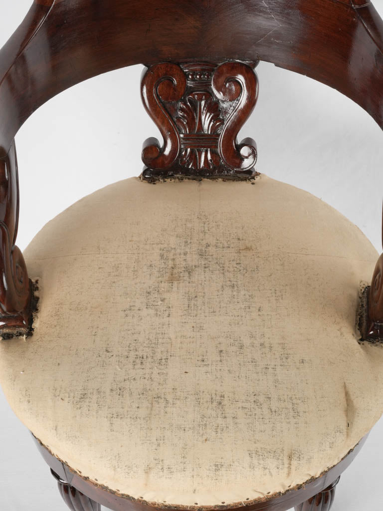 French Restauration period antique desk swivel armchair