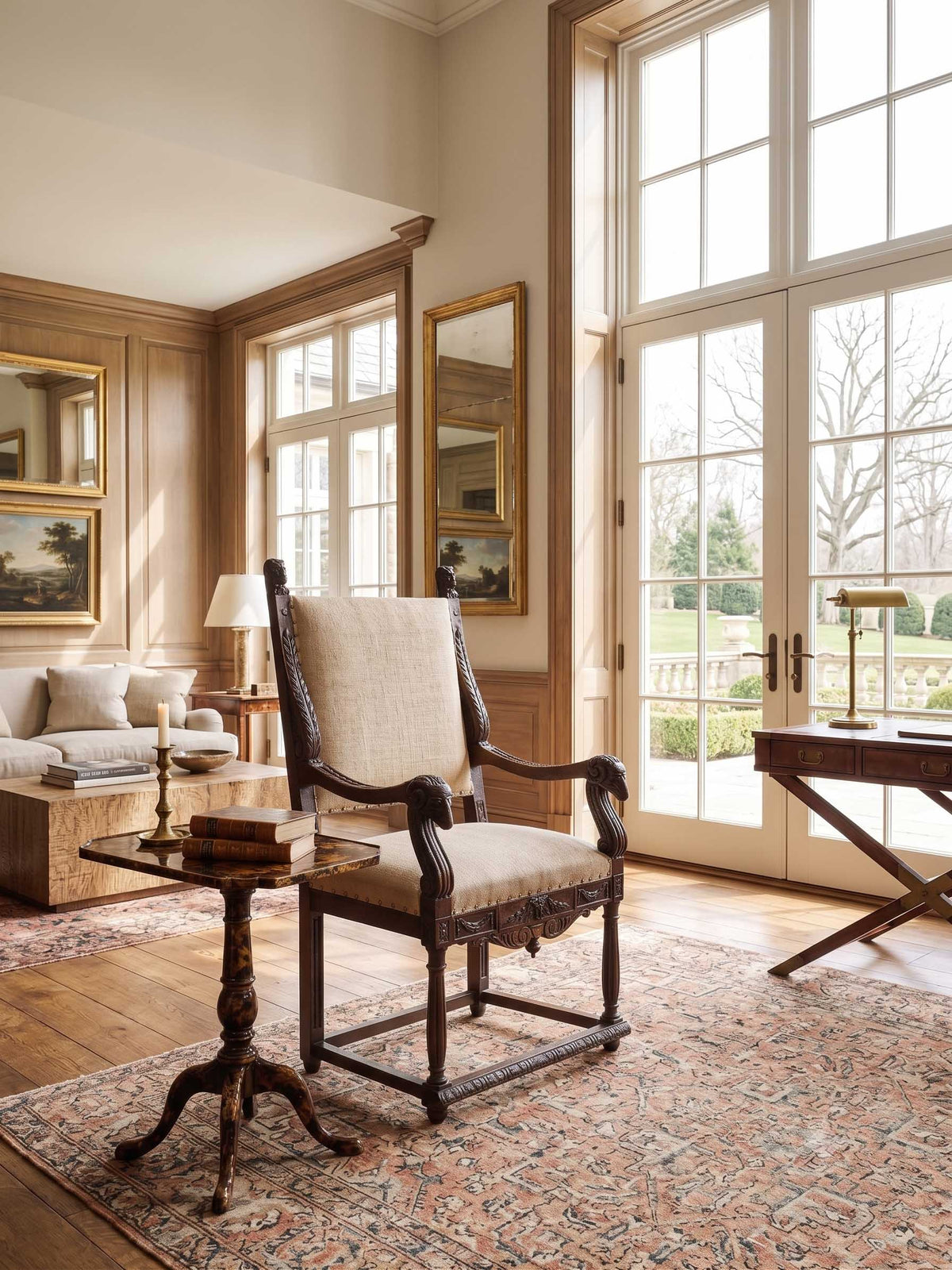 Carved Renaissance Revival armchair