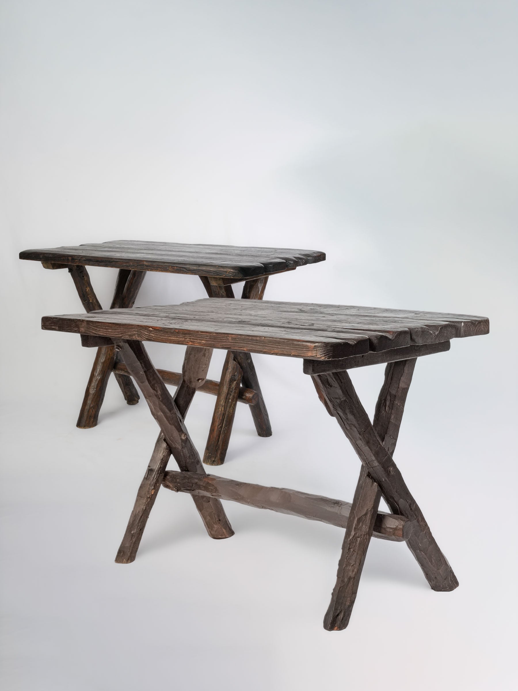 Antique handcrafted folk art tables