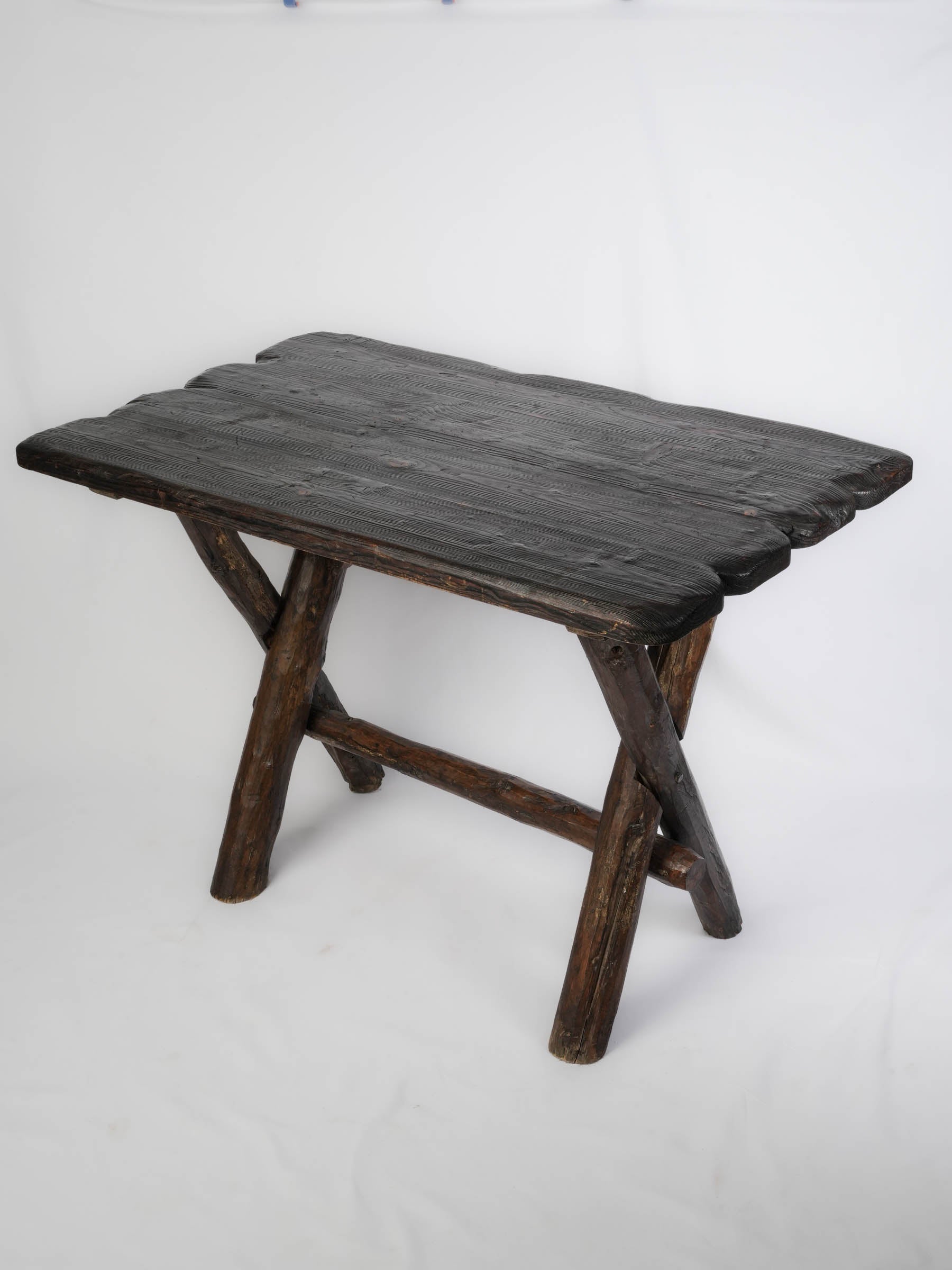 Rustic solid wood console pair