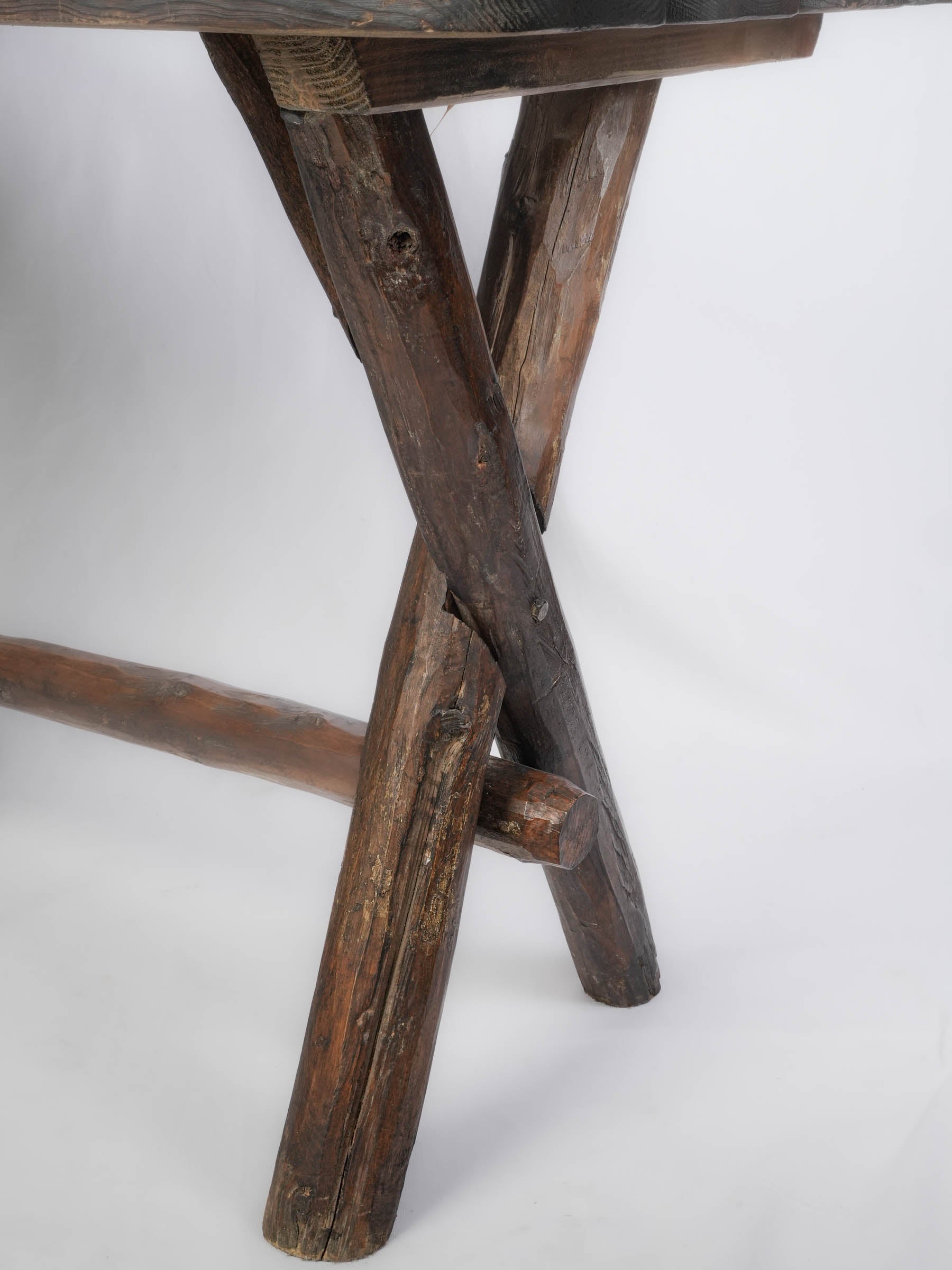 Weathered live edge wooden tables