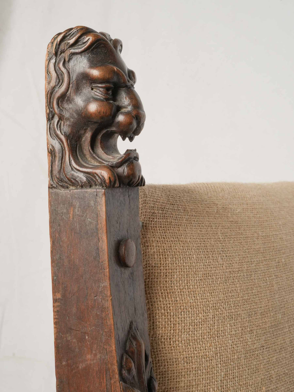 Sculptural walnut ram's head chair