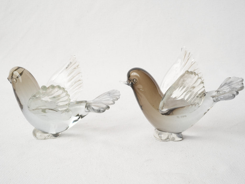 Collectible Italian glass dove figures