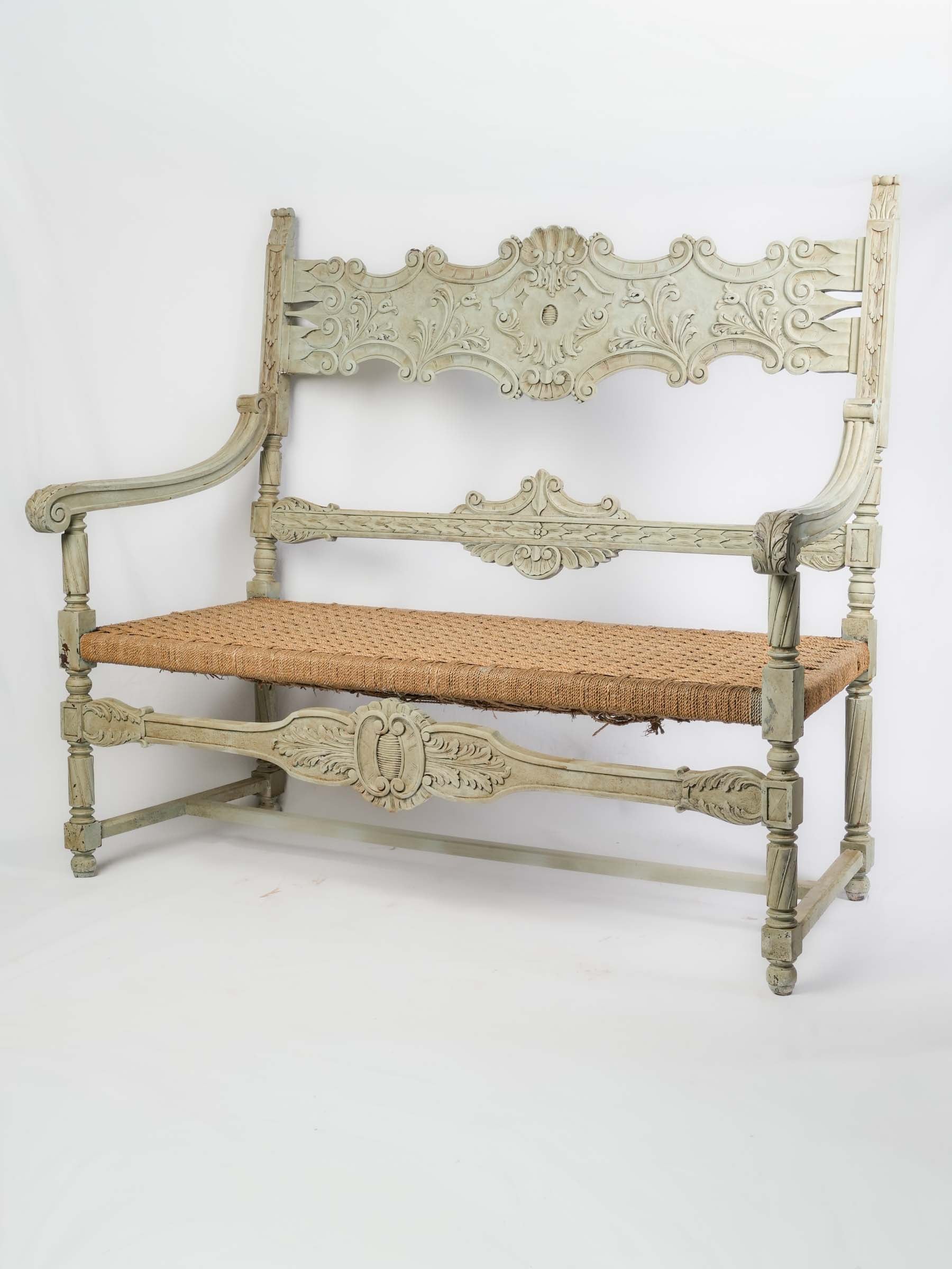 Elegant antique Italian wooden benches