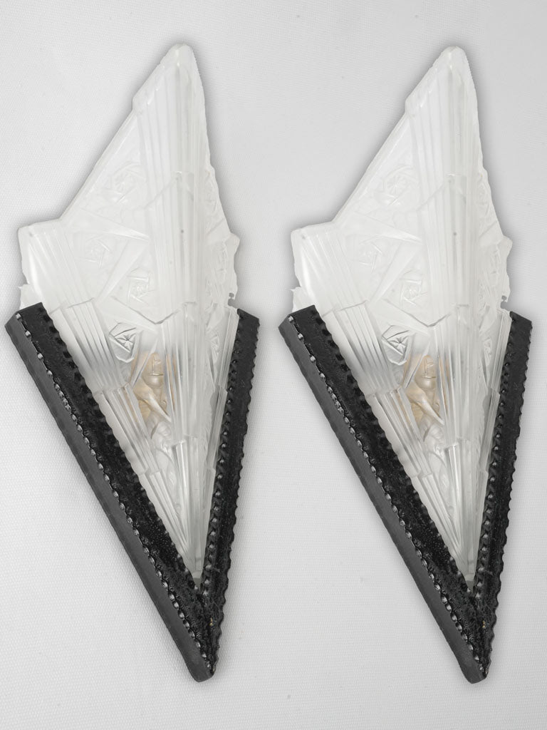 Vintage molded glass wall sconces
