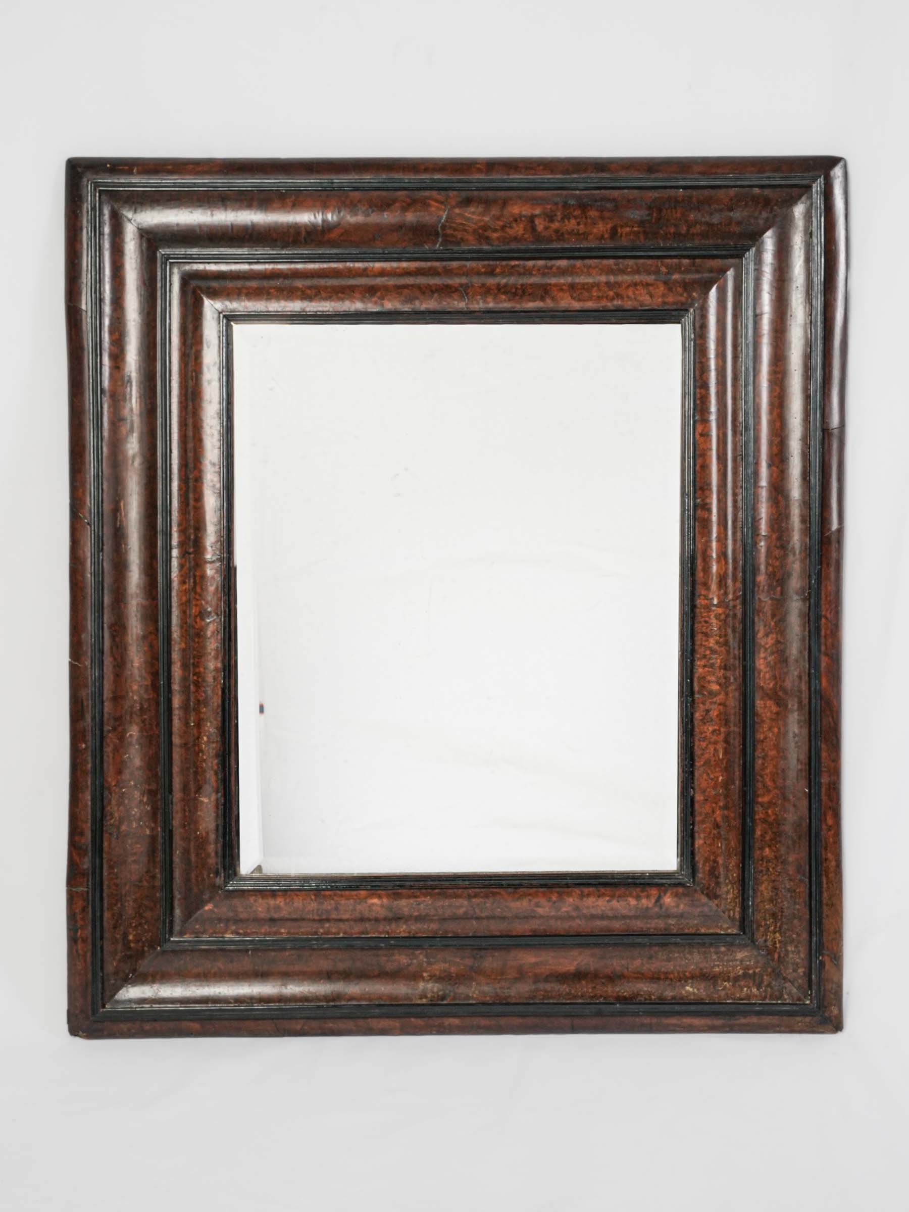 Exceptional Louis XIV Burr Walnut Cushion-Frame Mirror w/ Original Glass - 41" x 36¼"