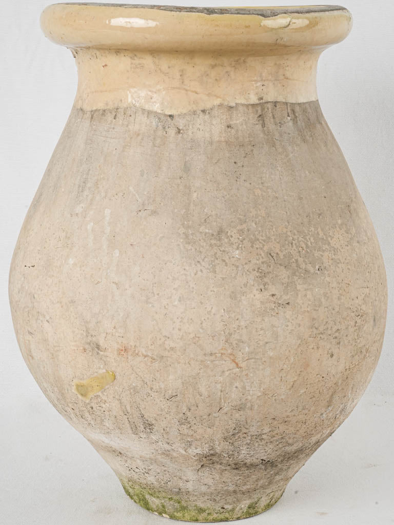 Antique, blush yellow Biot jar