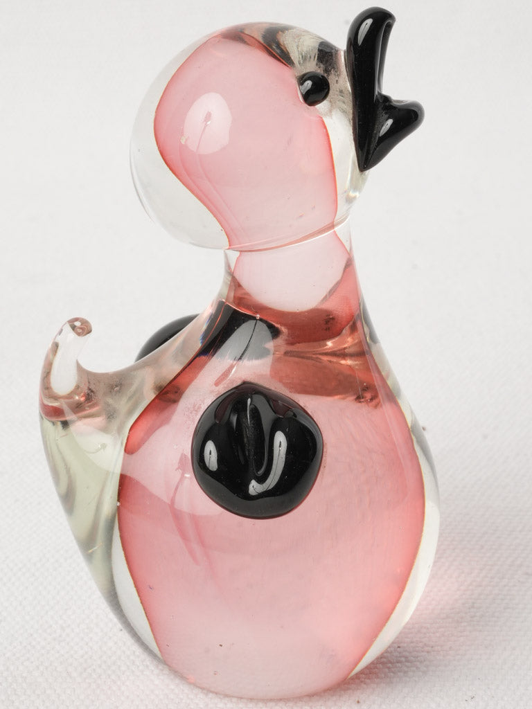 Artisanal clear encased pink glass piece