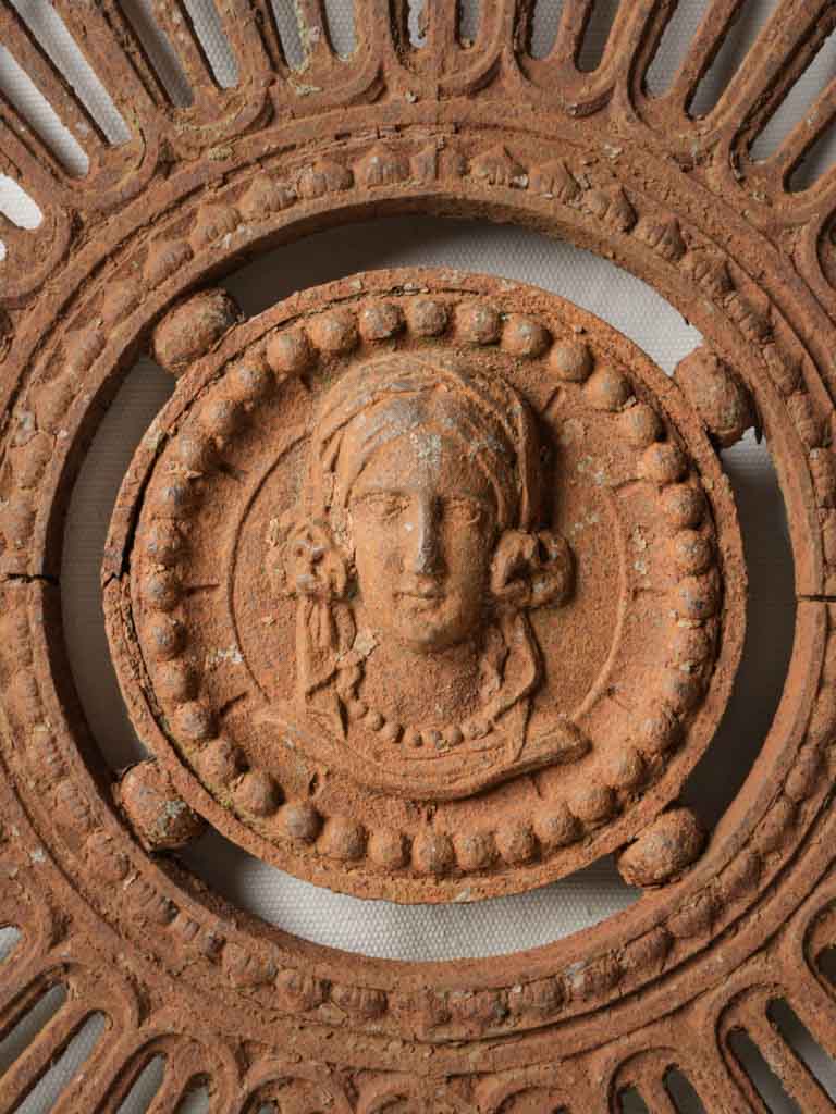 Ornate historical scrollwork balustrade