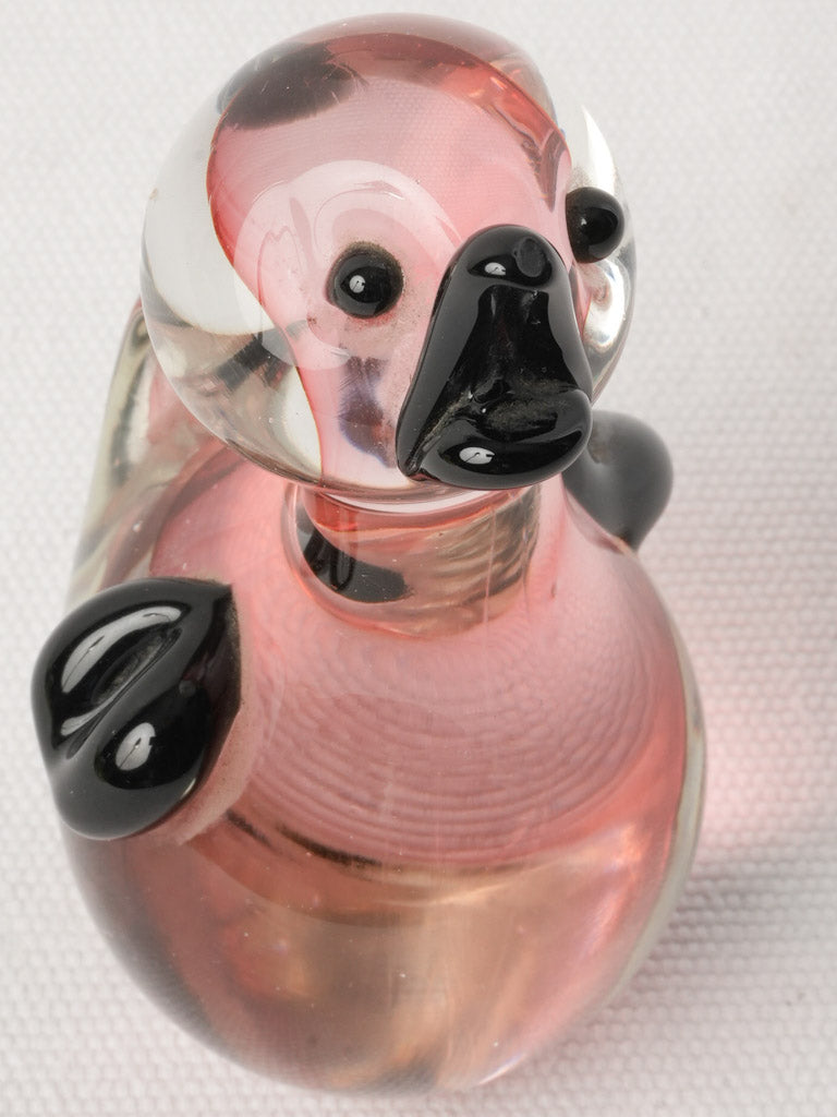 Mid-century rose glass duck figure