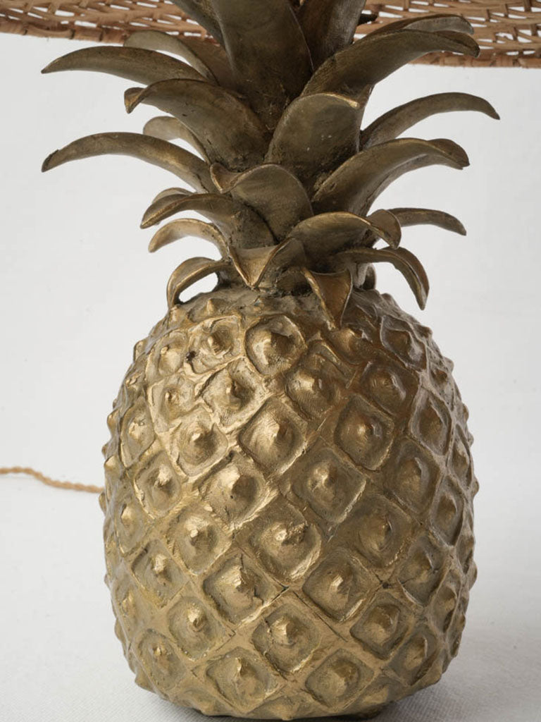 Gilt patina pineapple lamp duo