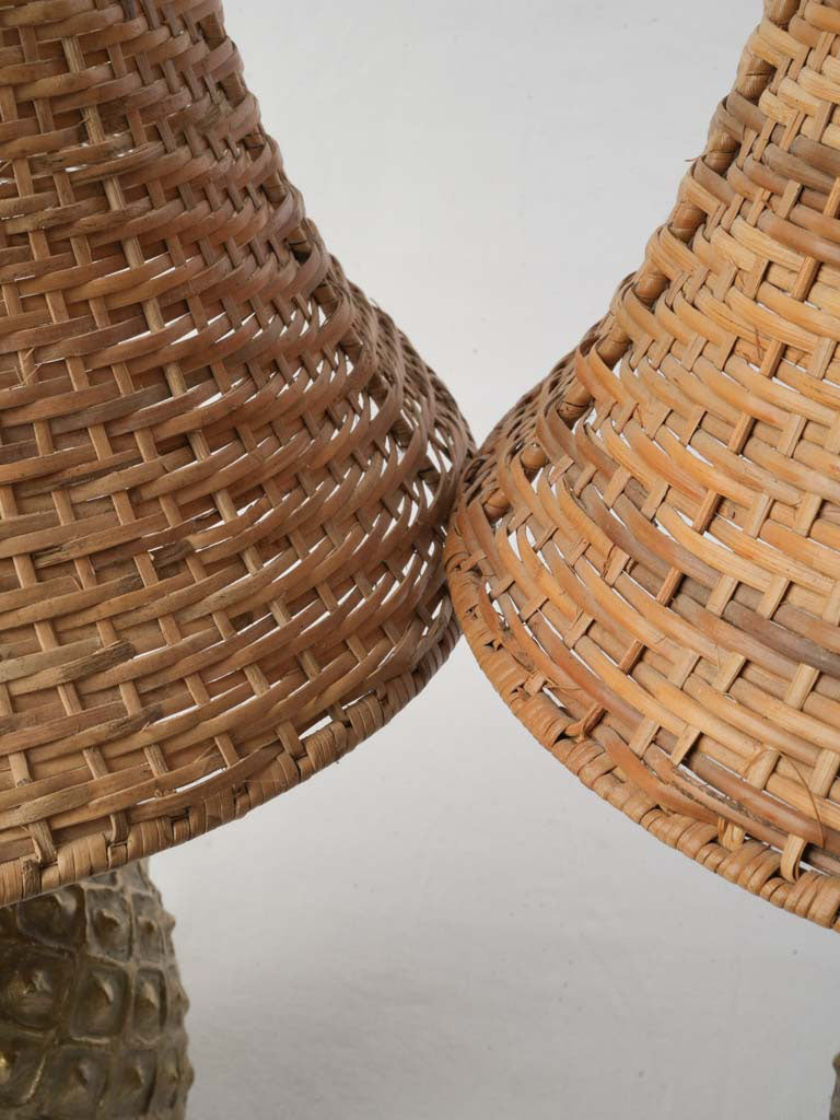 Richly detailed brass lamp pair