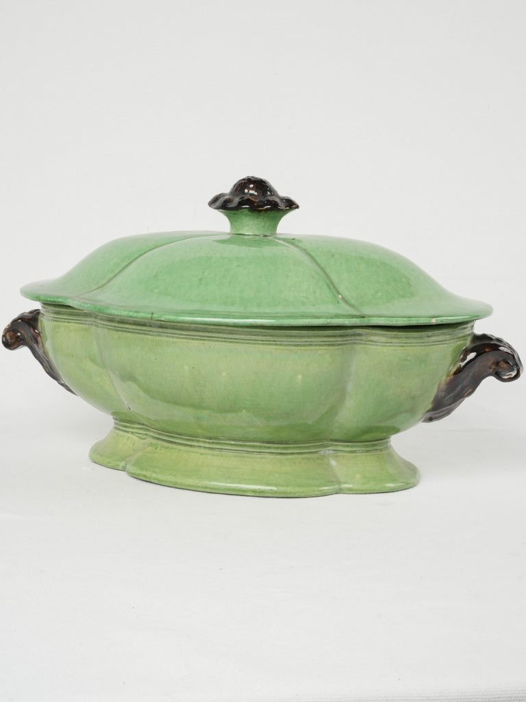 High-quality green faience flower tureen